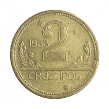 Moeda V-248 2 Cruzeiros 1953  MBC+ Bronze Alumínio  Ø25mm 8gr.