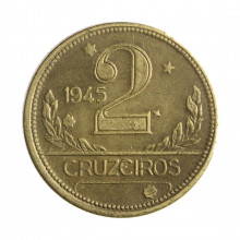 Moeda V-241b 2 Cruzeiros 1945  MBC/SOB  S/Sigla Bronze Alumínio  Ø25mm 8gr.