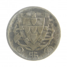 Moeda KM#580 2,5 Escudos 1943 MBC Portugal Europa Prata 0.650 Ø20,5mm 3,5gr.