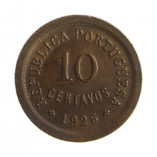 Moeda KM#573 10 Centavos 1925 MBC/SOB Portugal Europa Bronze Ø22mm 4gr.
