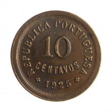 Moeda KM#573 10 Centavos 1925 MBC+ Portugal Europa Bronze Ø22mm 4gr.