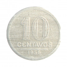 Moeda V-257 10 Centavos 1956 MBC Alumínio Ø17mm 1gr.