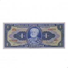 Cédula C-010 1 Cruzeiro 1954 C/ Furo na Espessura de Agulha SOB/FE