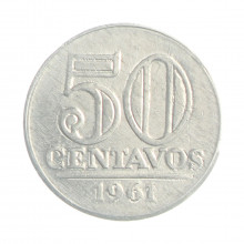 Moeda V-273 50 Centavos 1961 SOB/FC Alumínio Ø21mm 1,7gr.