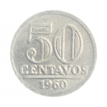 Moeda V-272 50 Centavos 1960 SOB/FC Alumínio Ø21mm 1,7gr.