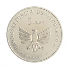 Moeda Km#444 5 Euros 2024 FC Alemanha Europa Reino dos Insetos Abelha Cauda Vermelha Cupro Níquel Ø27,25mm 9,68gr.