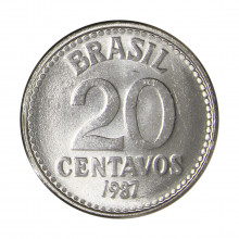 Moeda V-390 20 Centavos 1987 FC Aço Inoxidável Ø19mm 2,5gr.