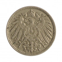 Moeda KM#11 5 Pfennigs 1914 Letra G MBC+ Alemanha Europa   Cupro Níquel  Ø18mm 2,49gr.