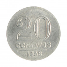 Moeda V-265 20 Centavos 1958 SOB/FC Alumínio Ø19mm 1,4gr.*