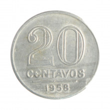 Moeda V-265 20 Centavos 1958 MBC+ Alumínio Ø19mm 1,4gr.