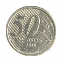 Moeda V-563 50 Centavos 2018 SOB  Aço Inoxidável Ø23mm 7,8gr.*