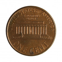 Moeda Km#201b 1 Cent 2003 MBC Estados Unidos América  Lincoln Memorial Zinco com Revestimento de Cobre Ø19,05mm 2,5gr.