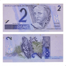 Cédula C-255 2 Reais 2001 C/ Mancha SOB/FE - Pedro S. Malan / Armínio Fraga Neto (2ª chancela)