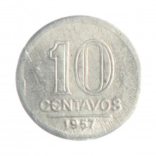 Moeda V-258 10 Centavos 1957 MBC+ Alumínio Ø17mm 1gr.