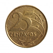 Moeda V-536 25 Centavos 2016  MBC+  Data Difícil Aço R Bronze  Ø25mm 7,5gr.