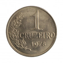 Moeda V-323 1 Cruzeiro 1978 SOB Escassa Cupro Níquel Ø29mm 10,2gr.