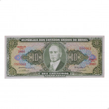 Cédula C-082 10 Cruzeiros 1962 C/ Mancha MBC+