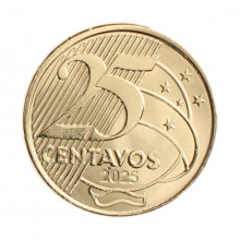 Moeda 25 Centavos 2025 FC  Aço Revestido de Bronze Ø25mm 7,5gr.