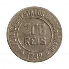 Moeda V-104 200 Réis 1932 MBC Cupro Níquel Ø25mm 8gr.