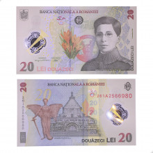 Cédula P#119A 20 Lei 2026 Polímero Romênia Europa FE