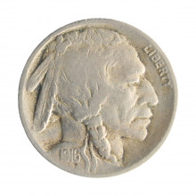Moeda KM#134 Five Cents Bufalo Nickel 1916 S MBC USA América Cobre R Níquel Ø21,2mm 5gr.
