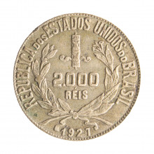 Moeda P-713 2000 Réis 1927 MBC Prata 0.500 Ø26mm 8gr.