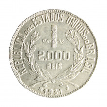 Moeda P-717 2000 Réis 1931 MBC/SOB Prata 0.500 Ø26mm 8gr.