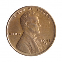 Moeda KM#132 1 Cent 1941 S MBC/SOB Estados Unidos da América América Lincoln Espiga de Trigo Bronze Ø19mm 3,11gr