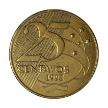 Moeda V-518 25 Centavos 1998 MBC+  Aço R Bronze Ø25mm 7,5gr.