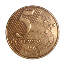 Moeda V-464 5 Centavos 1998 MBC+  Aço R Cobre Ø22mm 4,1gr.