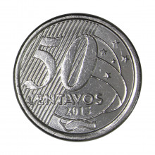 Moeda V-560 50 Centavos 2015  MBC+   Aço Inoxidável  Ø23mm 7,8gr.