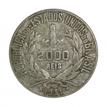 Moeda P-717 2000 Réis 1931 MBC Prata 0,5 Ø26mm 8gr.