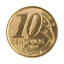 Moeda V-517 10 Centavos 2024 FC Aço Revestido de Bronze Ø20mm 4,8gr.