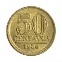 Moeda V-254 50 Centavos 1956 MBC+ Bronze Alumínio Ø17mm 3gr.